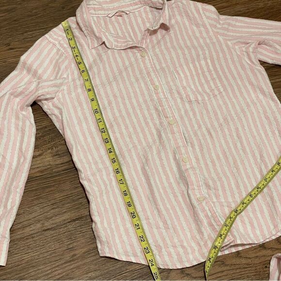 Victoria’s Secret Striped Long Sleeve Pants Pajama Set Pink White Silver Medium - Picture 5 of 15